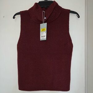ANTONIO MELANI Maroon Sleeveless Cowl Neck Sweater